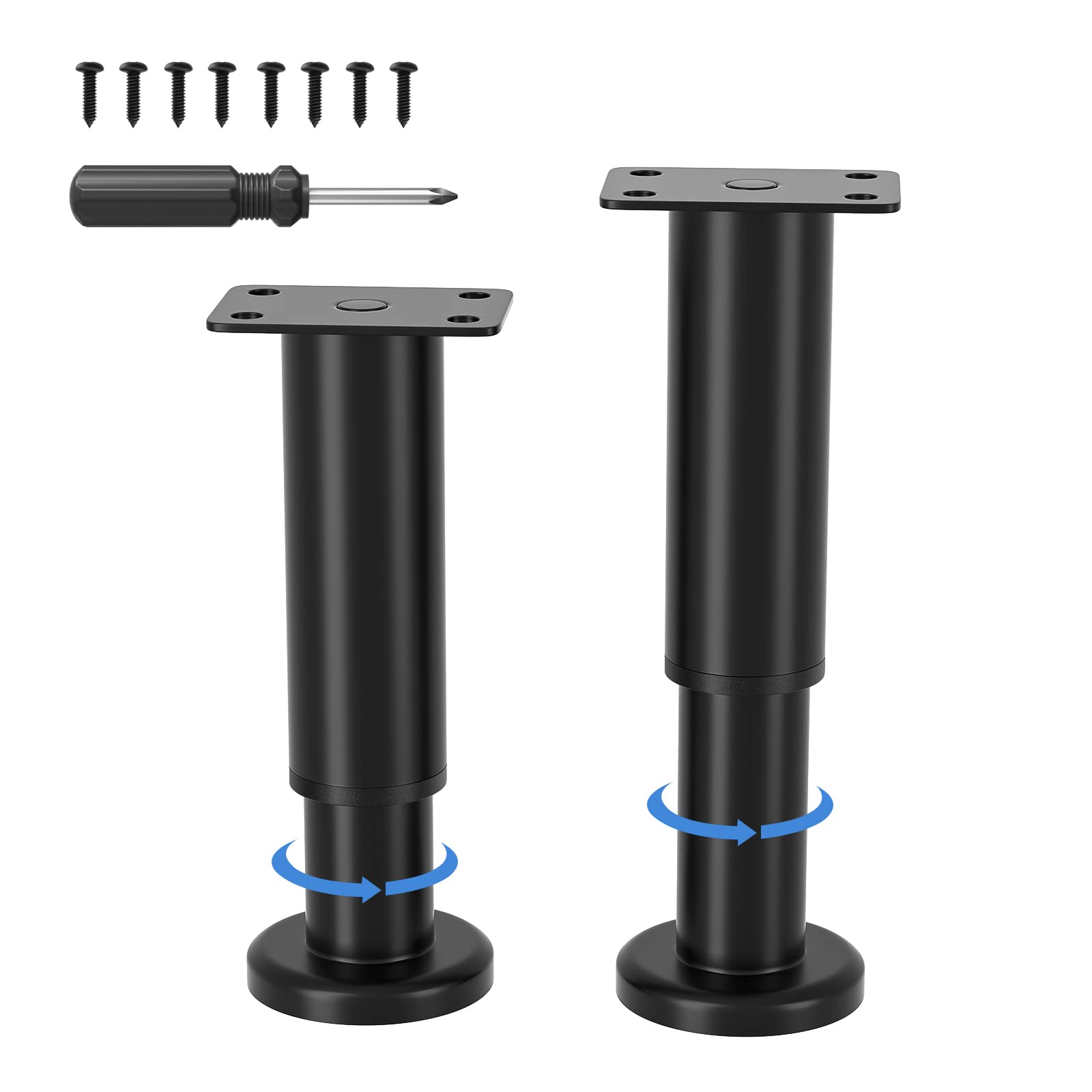 VETIN Metal Furniture Legs, 2-Piece, Adjustable 12-18 cm, 450 kg Weight Capacity, for Bed, Cupboard, Sofa, Table
