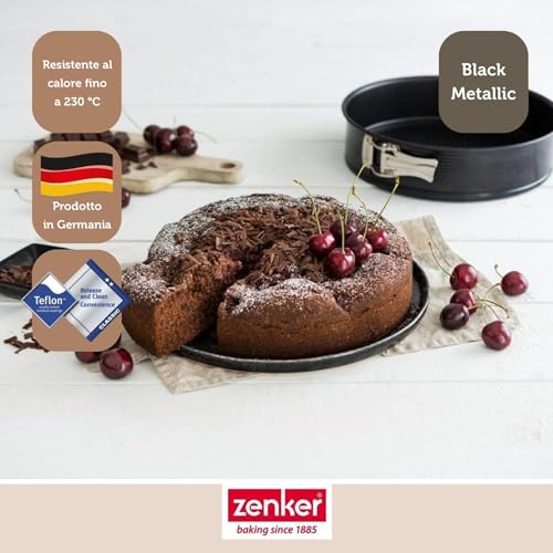 Foto von Zenker Springform 26 cm BLACK METALLIC, Backform mit Antihaftbeschichtung, runde Kuchenform mit Flachboden (Farbe: Schwarz), Menge: 1 Stück