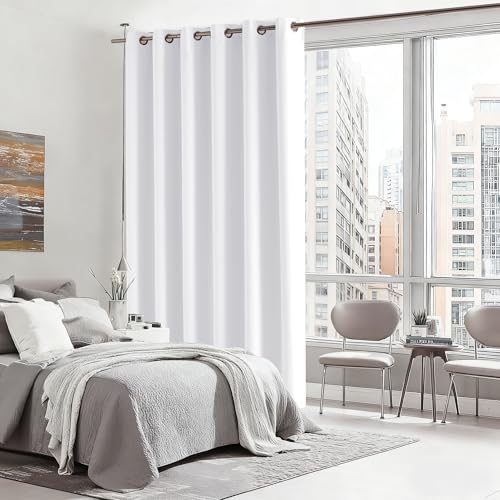Image of RYB HOME Blackout Thermal Insulated Curtains, Portable Curtain for Sliding Glass Door /Storage /Space Room Divider, Large Window Treatment Room Divider Panel, W80 x L84, Pure White, 1 Panel