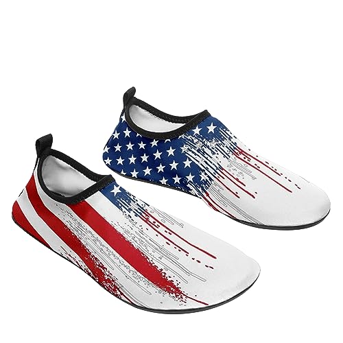 Customizable USA Flag Quick-Dry Water Shoes Stretch Fabric Slip-On Barefoot Beach Shoes Aqua Yoga Socks for Swim Surf2