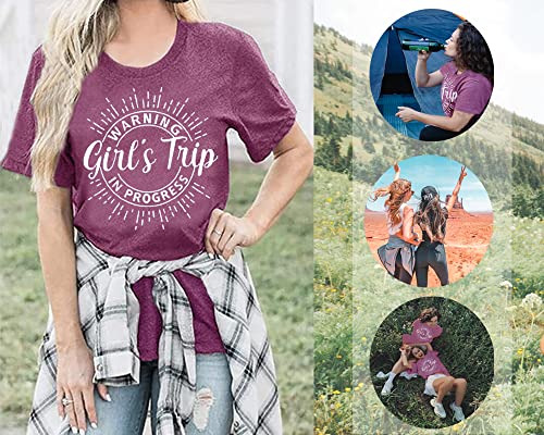 Women Vacation Tank Tops Summer Warning Girls Trip in Progress Shirts Letter Printed Graphic Sleeveless Tee3