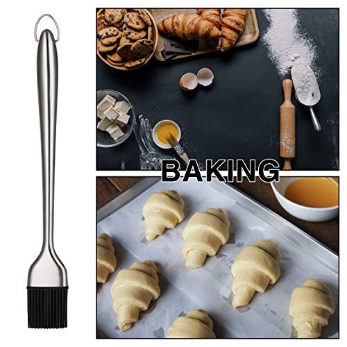 VOXLOVA Basting Brush Set - 12 & 8 Inch Premium 304 Stainless Steel Handles Silicone Bristles Pastry Brush with Replaceable Brush Heads, Cooking Baking BBQ Grill Pastry Brush - Thumbnail 7
