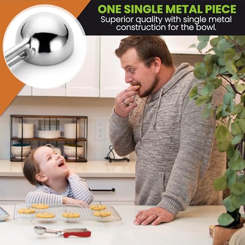Image of Spring Chef Red Medium 1.7 Tbsp Cookie Scoop for Baking - Stainless Steel #40 Melon Baller Scoop with Trigger Release - Multifunctional Food Scooper for Kitchen - Dishwasher Safe Cookie Baller