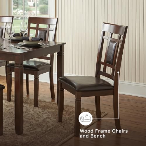 Signature Design by Ashley Bennox 6 Piece Dining Set with Upholstered Bench, Table & 4 Upholstered Chairs, Seats 6, Wood, Brown - 5