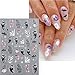 8 Sheets Halloween Nail Art Stickers Cute Ghost Nail Decals 3D Self-Adhesive Goth Skull Pumpkin Nail Stickers Halloween Acrylic Nail Art Decoration for Women Holiday French Nail Art Supplies