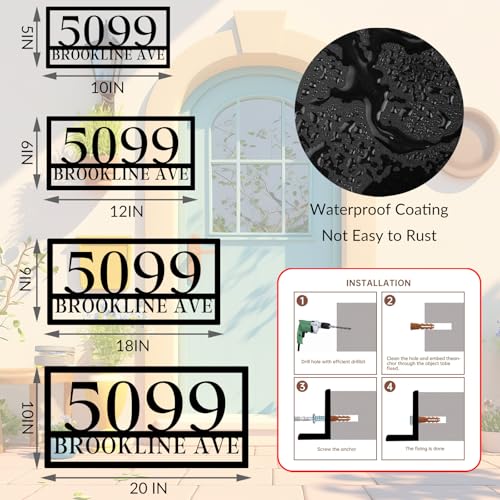 Image of Personalized House Number Custom Metal Address House Numbers Modern House Number Sign for Outside