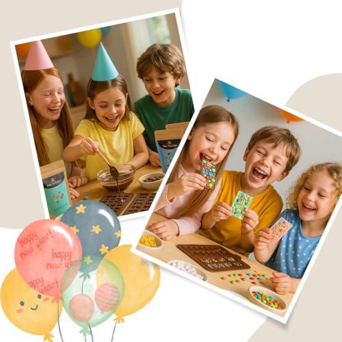 Pure Xocolate – Schokolade selber machen – Kreativset für 4 Kinder – inkl. 400g Schokolade, 6 bunte Toppings & Silikonform – Kindergeburtstag drinnen – DIY Set (Volle Größe, Mini-Tafel-Silikonform)