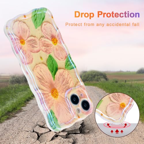 Coque iPhone 14 fleurs rétro EYZUTAK étui TPU rose vert - 3