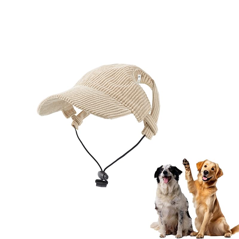 Dog Baseball Cap for Summer,Adjustable Dog Sun Hat with Ear Holes,Breathable Visor Cap for Puppy, Small Medium Large Dogs Outdoor Sun Protection (Brown, XL)