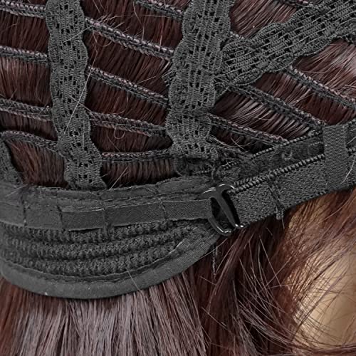 Image of LABEAUTE Mens Short Dark Brown Cosplay Wig Male Unisex Fluffy Heat Resistant Wig Hair for Party and Halloween for Gift + Free Cap