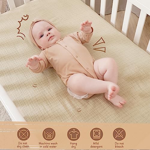 Cosmoplus COS-MUCS2P-FPLG Muslin-Crib-Sheets-For-Girls-Boys-Neutral-Baby,2 Pack Boho Crib Matress Sheet,Fitted Crib Sheet thumb #3