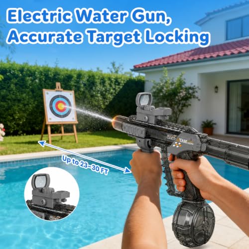 Electric Water Gun for Adults & Kids, Powerful Automatic Squirt Water Guns with Sound & LED Flashing, 32ft Long Range, Summer Outdoor Water Toy for Pool Beach Party Gifts for Boys & Girls (Grey) — view 3