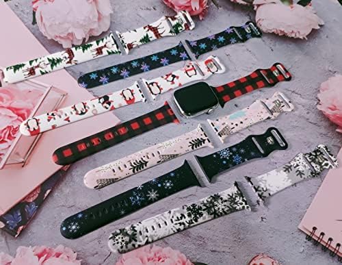 Miniatura 4 de Correa de reloj de Navidad compatible con Apple Watch de 1.496 in 1.575 in 1.614 in 1.654 in 1.732 in 1.772 in, correa de silicona para reloj de