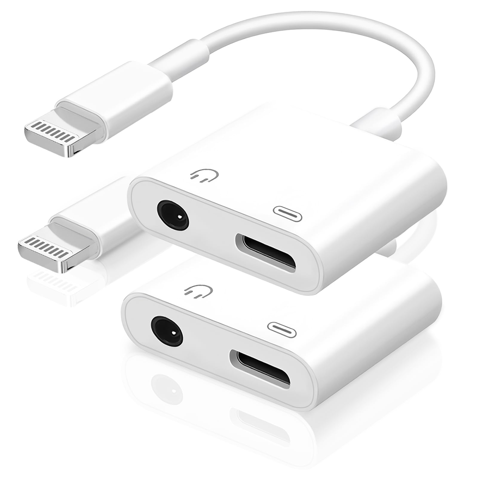 Photo 1 of [Apple MFi Certified] 2-in-1 Charging & Audio Adapter for iPhone, Lightning to 3.5mm Headphone Jack Dongle Splitter, Supports Hi-Res Lossless Sound, Compatible with iPhone 14/13/12/11/XS/XR/8/7 2Pack