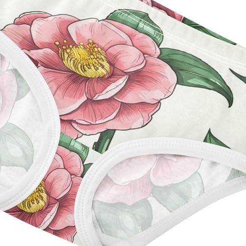 Toddler Girls Underwear 2t Cotton Cute Panties Girl Fun Print Underpants Briefs Pink Flower Green Leaves Beige4