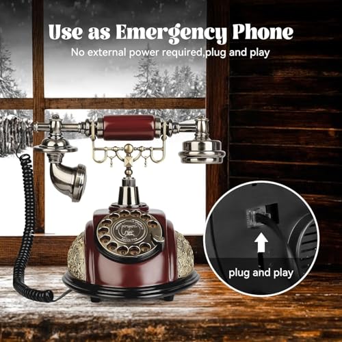 Image of Scizor Home Office Decor Landlines Fashion Creative Antique European Pastoral Retro Wired Phone, Nostalgic Style, Rotary Dial, with Resin Body, Used for Office Home Living Room Telephone Line (SC-03)