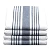 Kitchen Towels, Cotton Dish Towels for Kitchen [4 Pack, 18 X 28”] Striped Dish Cloths with Mitered Corners, Farmhouse Kitchen Towels Trendy Stripes Dark Navy/White Bar Towels & Tea Towels