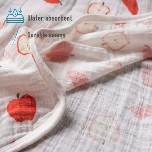 Image of 100% Cotton Muslin Baby Bath Poncho - Soft & Absorbent Hooded Towel for Infants & Toddlers, Lightweight and Breathable, Perfect (Apple)