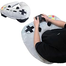 Gaming Pillow, Lap Desk Reading Pillow for Adults Teens, Arm Support Pillow for Sitting in Bed Sofa, Playing Steam Deck/Switch/Xbox/PS5, Gamer Gifts for Men Teenage Boy, Light Grey
