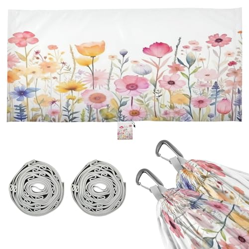 Haskirky Summer Flowers Camping Hammock, Single Portable Hammocks with Tree Straps & Attached Carry Bag, 330Lbs Capacity Perfect for Outside Indoor Hiking Beach Backpack Travel