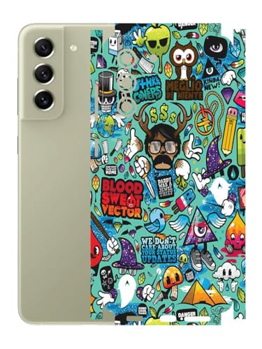Image of AtOdds - Full Body Back Screen Guard Protector Film - Lamination Wrap Skin Sticker Compatible with Samsung Galaxy S21 FE | Scratchproof Matte Finish (Design - Graffiti)