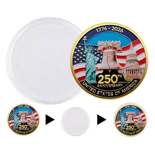 1776–2026 America 250th Anniversary Commemorative Coin – USA Semiquincentennial Collectible Challenge Coin – Patriotic Gold Plated Freedom Keepsake for Veterans, Collectors & History Buffs by blinkee - Image 8