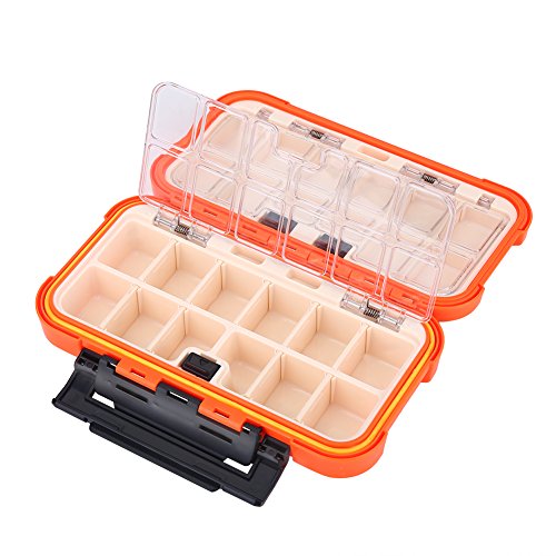 VGEBY1 Fishing Tackle Box, 24 Slots Waterproof Storage Box (Orange)