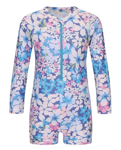 Image of Girls One Piece Rash Guard Swimsuits for Girl Long Sleeve Bathing Suits with UPF 50+ Sun Proctection Sunsuits 3-16 Years