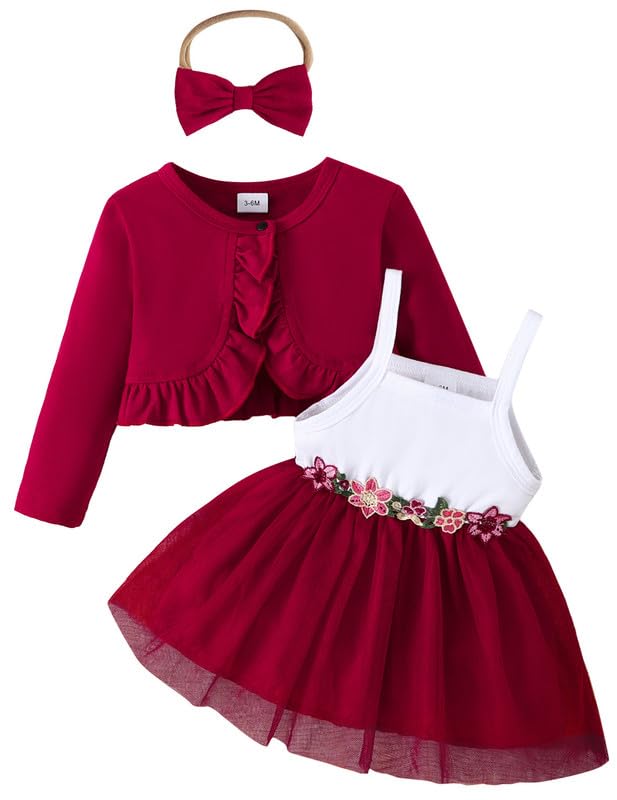 Baby Girls' Dress & Cardigan 2 Piece Fall Outfits Long Sleeve Bolero Shrug and Tulle Dresses Set
