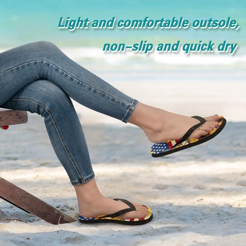 Women Beach Summer Casual Flip Flop Sunflower American FlagQuick Dry Sandals Slipper for Men 214B25303