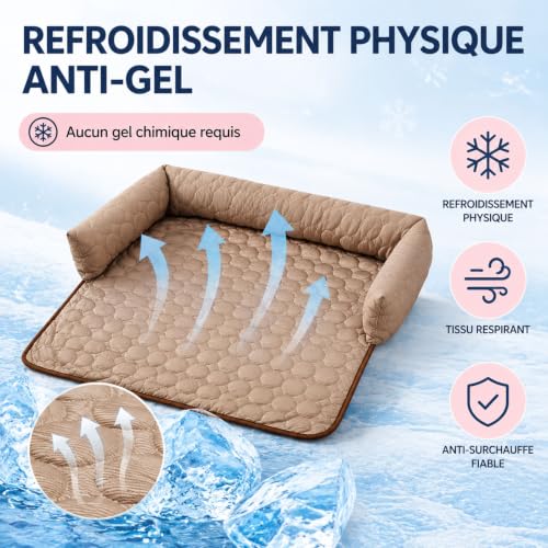 Tapis rafraîchissant chien canapé coussin chat marron 36x36