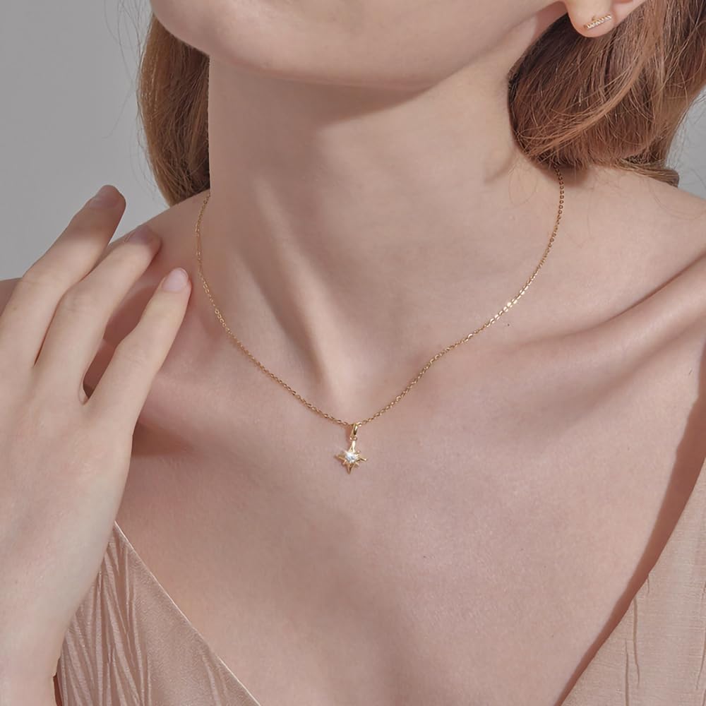 Eight Awn Star Pendant Necklace For Women 18K Gold Plated Cubic Zirconia Necklaces Gold Chains Dainty Chokers - Image 5