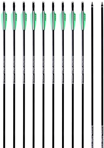 PANDARUS Archery 32inch/30inch 8mm Fiberglass Hunting Practice Arrows with Replaceable Arrowhead Spine 500 for Recure and Compound Bow Target (Pack of 12)
