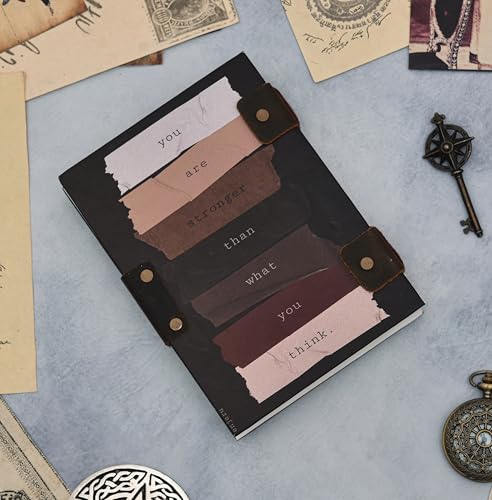 Image of Handmade Quote Journal with Lock | ?You Are Stronger Than You Think? Motivational Diary | Eco-Friendly Recycled Paper Notebook for Writing & Gifting