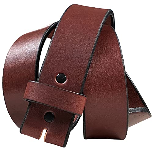 Made in USA Hand-cut Full Grain Leather Belt Strap - Burgundy 1 1/2" Wide2