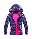 M2C Girls Hooded Softshell Pattern Windproof Active Jackets with Composite Mesh Purple 4-5