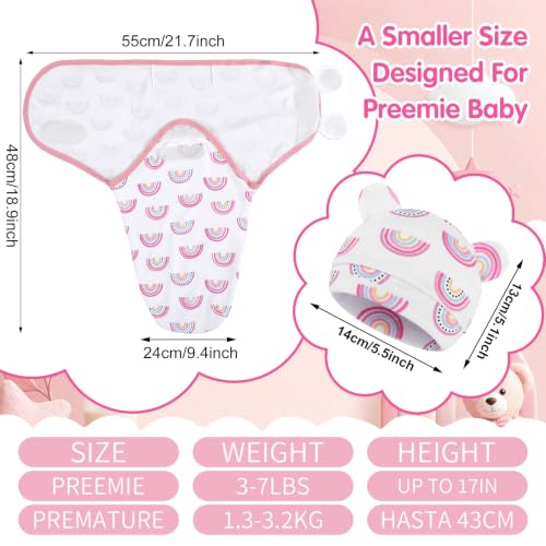 Image of Fanfanwin 5 Pack Preemie Swaddle Blanket Wrap with Hat Set, Bear