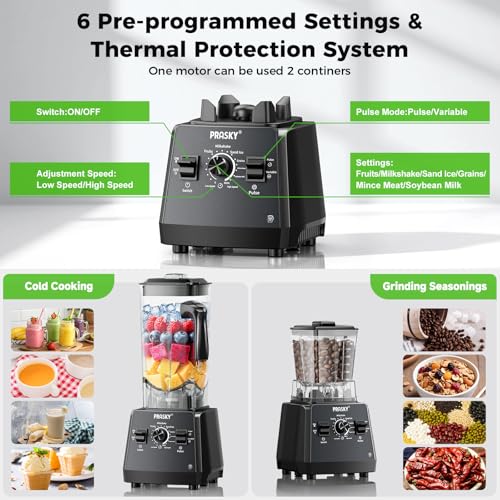 Image of Kitchen Blender, 101oz Smoothie Blender Large Capacity, 2400W Smoothies Blenders, Juice&Grinder Jar Combo, BPA-Free, 25000 RPM Professional Blenders, Ice Crushing, Frozen Fruit (Gray, 3L)