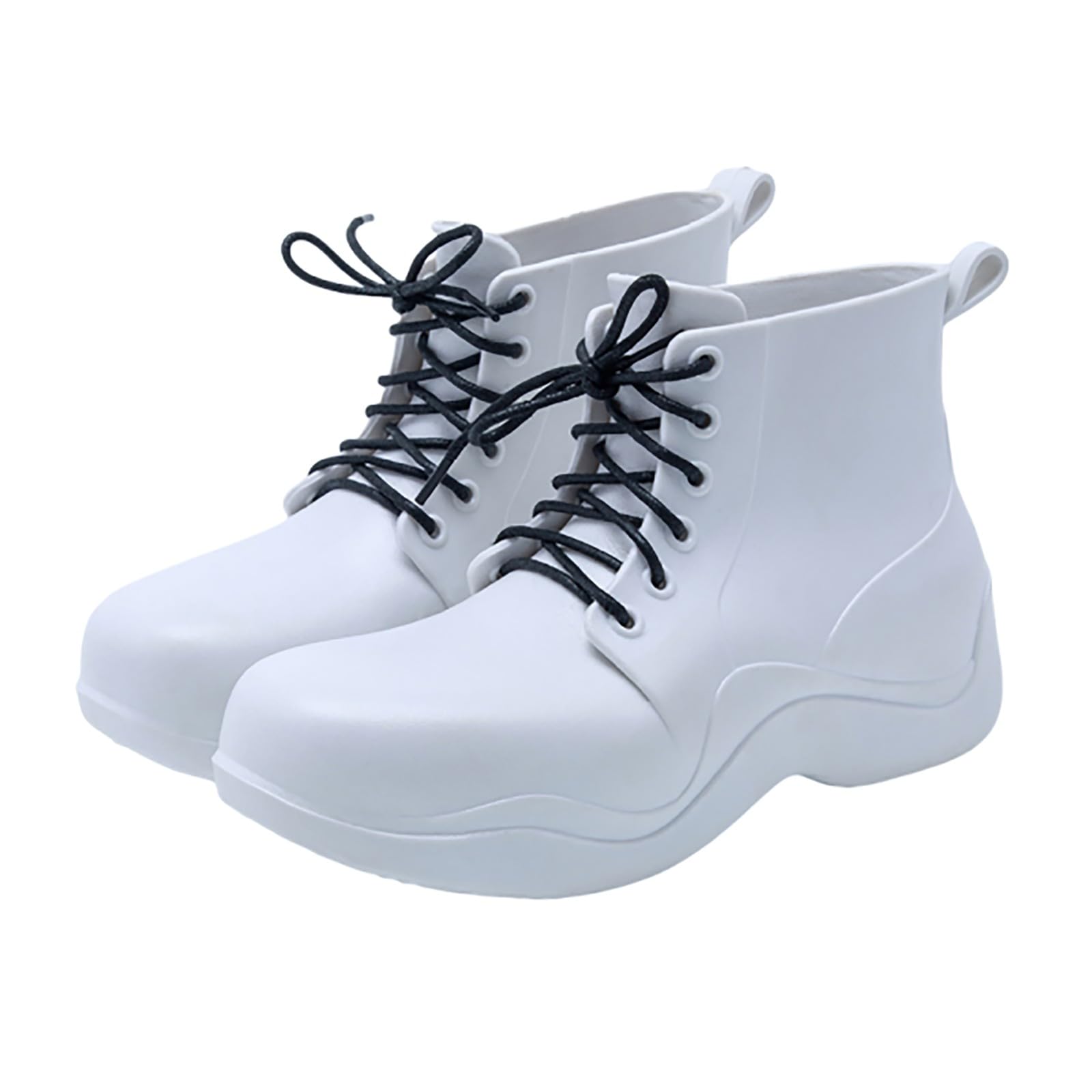 Botas de goma para mujer, con cordones, botas de lluvia, botines de goma, impermeables, antideslizantes, para jardín, botas de lluvia, botas de lluvia, botines de lluvia