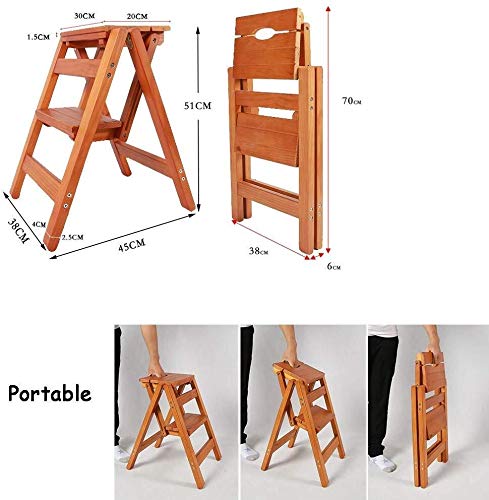 Taburete de escalada con peldaños amplios y estructura de madera plegable blanca 2