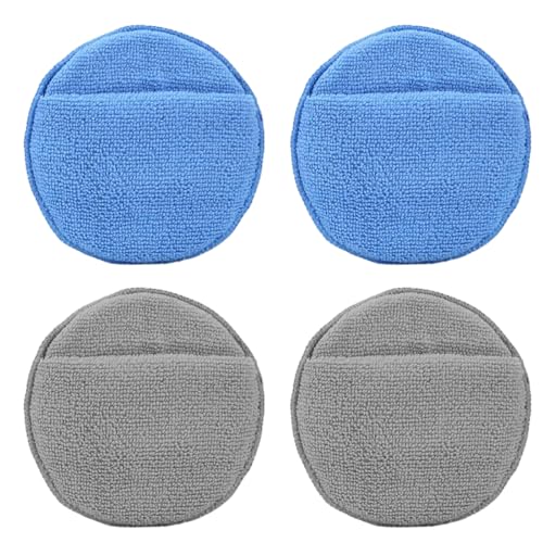RDNKVB 4pcs Éponge de Polissage à Main en Microfibre Tampon de Cire Remplacement de Polissage de Voiture