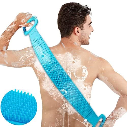 Silicone Body Back Scrubber Bath Brush Washer For Dead Skin Removal Mens Womens Double Side Brush Belt For Shower Exfoliating Belt, Easy to Clean, Lathers Well (Multicolor)-image-13