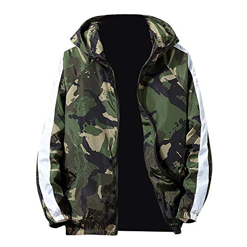iYYVV Mens Full Zip Camouflage Long Sleeve Pocket Sport Hooded Camo Field Jacket