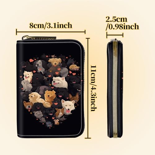 Credit Card Holder with Zipper, Slim RFID Blocking Card Wallet for Women Men Cute Dogs Design PU Leather Small Accordion Card Case Wallet, ID Card Organizer, Pocket Business Card Case2