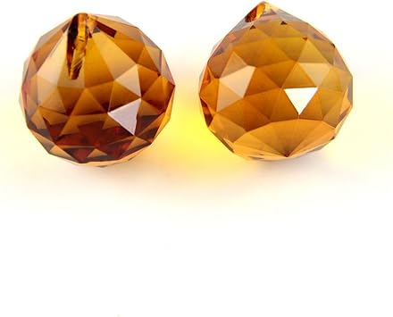 10pcs Large 40mm Crystal Prism Suncatchers for Windows Hanging, Clear Glass Crystal Sun Catcher Beads Pendants Maker Balls for Indoor Outdoor Garden Feng Shui Home Decor Amber