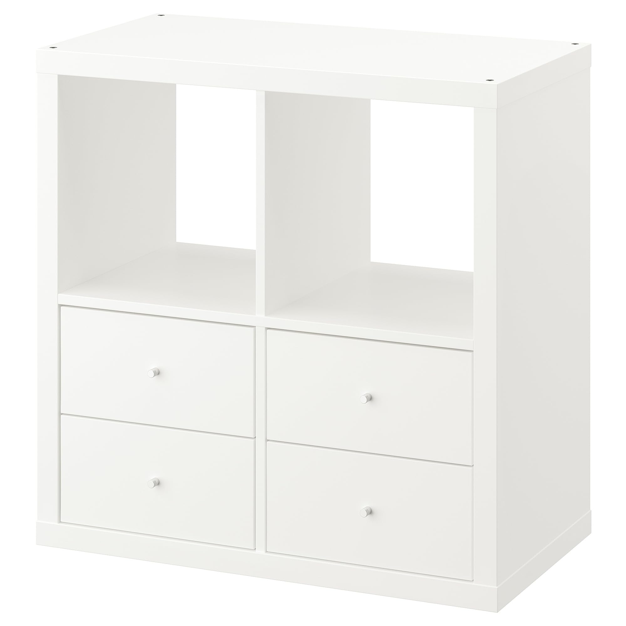 Kallax Étagère avec 4 tiroirs blanc dans un salon ou bureau moderne