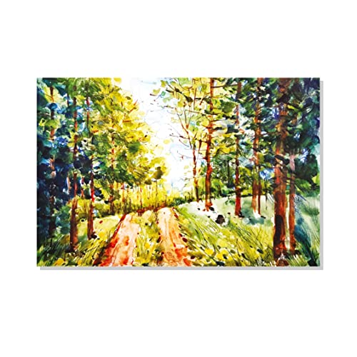 Image of RANGOLI 100% Cotton Stretched Canvas Painting 400 GSM, Framed Modern Art Forest Landscape Canvas Abstract Wall Art for Living Room, 3D Paintings for Wall Decor (18 x 30 Inch With Frame)