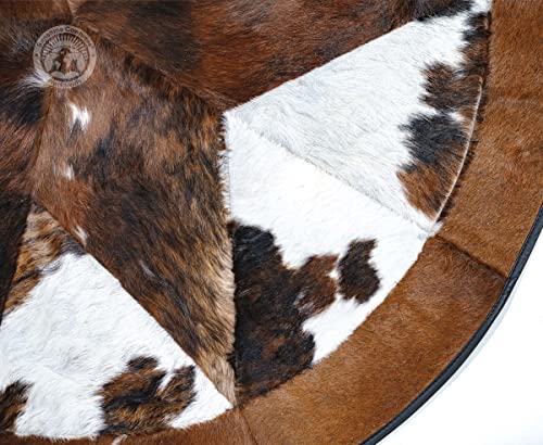 Genuine Round Cowhide Rug Rodeo Star Patchwork 40" Area Rug #TOP3