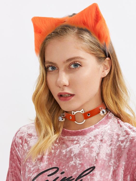 DRESHOW Fox Faux Fur Tail Cat Ears Headband Halloween Party Costume Neck Choker Cosplay Set for Women - Image 4