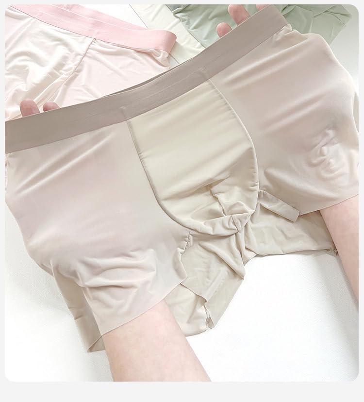 Men's Ice Silk Ultra-Thin Boxer Briefs Panties, Seamless Men Boxer Shorts U Bulge Underwear Breathable Underpants - Image 3
